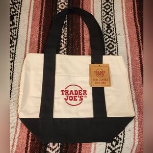 Limited Edition Trader Joe's Mini Embroidered Holiday Tote Bag In Black/Red